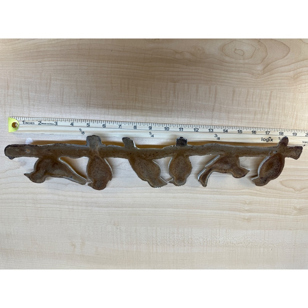 Vintage Style Cast Iron Birds on Branch Wall Hook Rack White Distressed 19 Inch - Picture 15 of 15